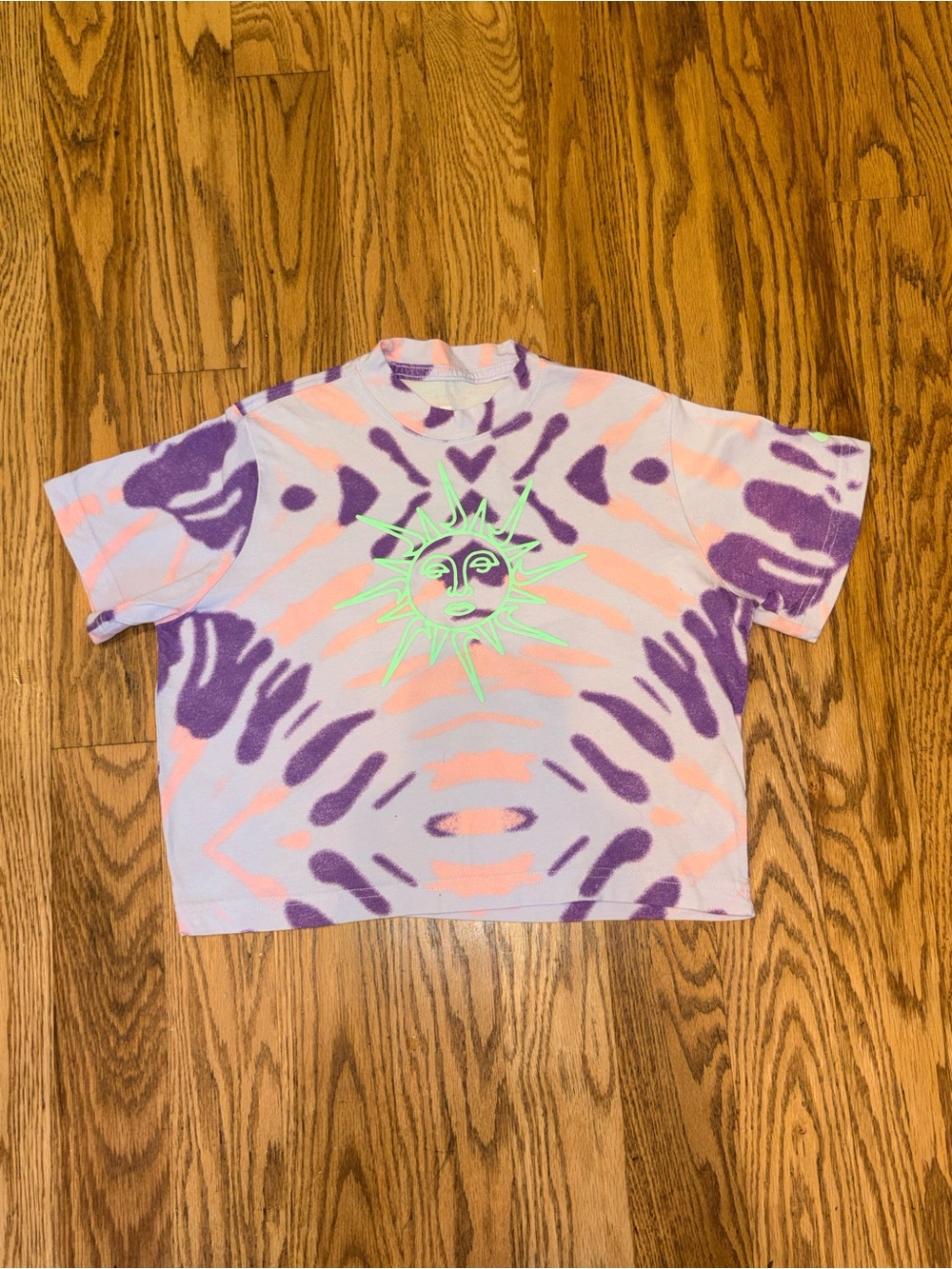 Nike Womens Tie Dye Celestial Sun Graphic Cropped Tee Purple P
